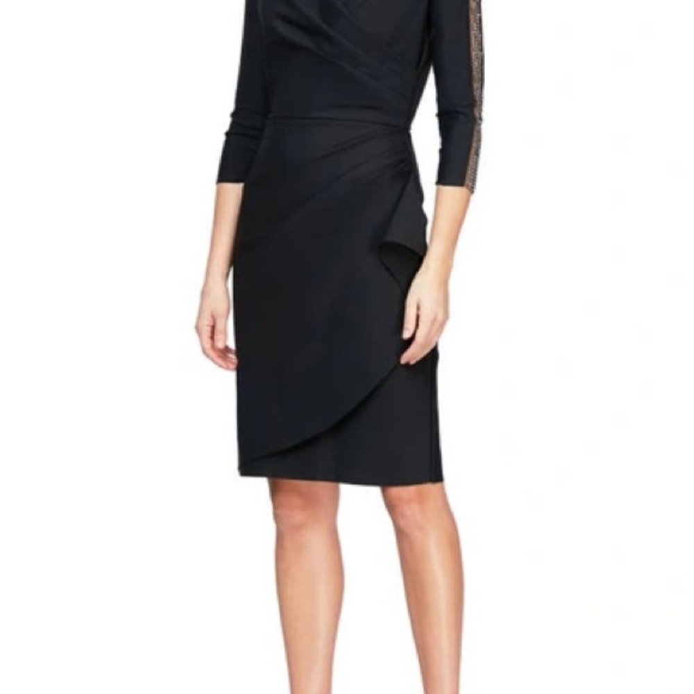 ✨ Alex Evenings Black Long Sleeve Dress – Size 12 (New With Tags!) ✨